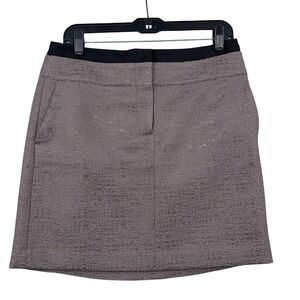 Ann‎ Taylor Loft Womens Size 6 Textured Mini Skirt Black Waistband Professional